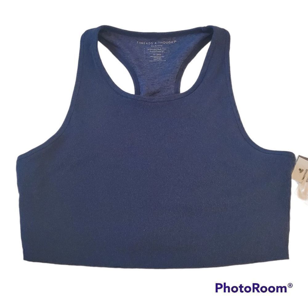 NWT Threads 4 thought blue ribbed bra crop XXL